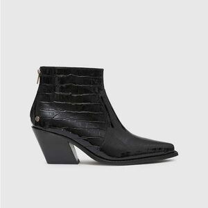 Anine Bing Tania Ankle Boots Black Croc-Embossed 41 $650